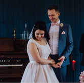 1950s Scoop Neck Lace Appliques Vintage inspired Tea Length Wedding Dress,20101608 - DollyGown